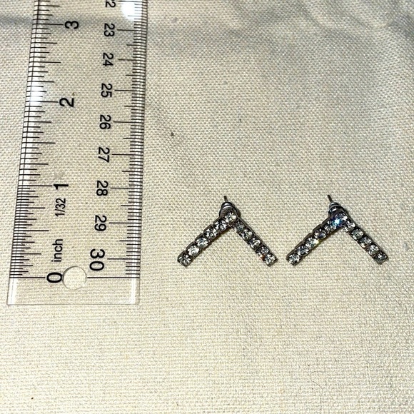 Vintage Chevron Rhinestone Earrings - Picture 2 of 3